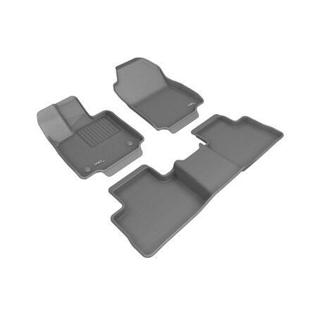 3D Mats Usa Custom Fit, Raised Edge, Gray, Thermoplastic Rubber Of Carbon Fiber Texture, 3 Piece L1TY25501501
